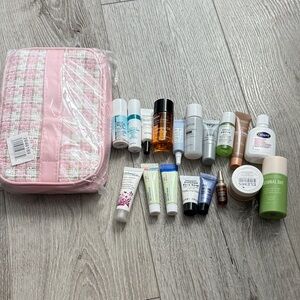 Ulta Pink and White Cosmetic Bag with Skincare Samples